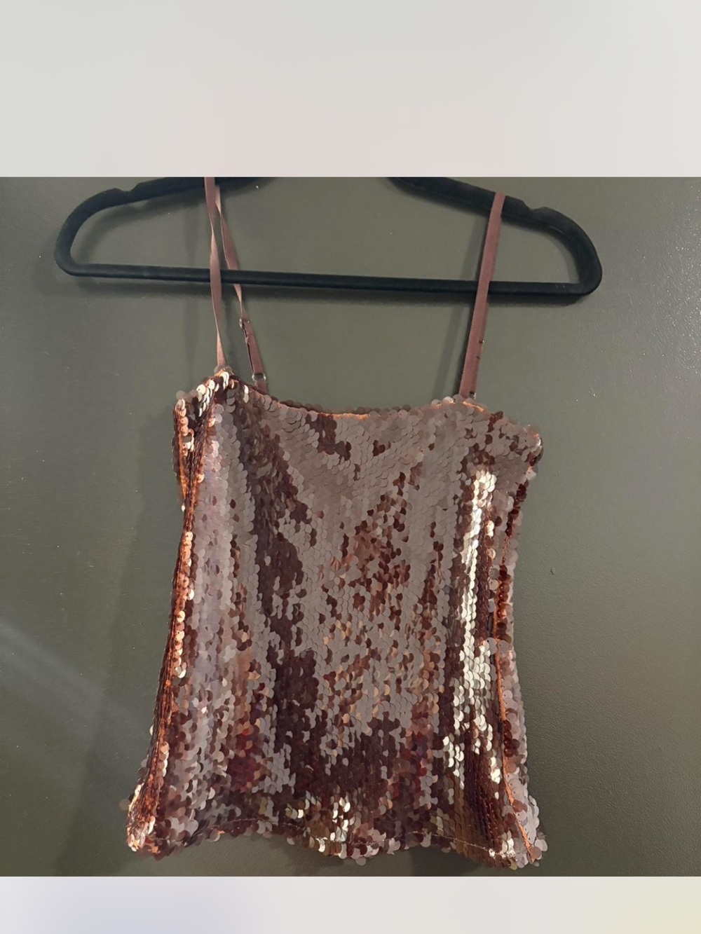 Top Shop small Rose Gold Sequin Cami Tank Top